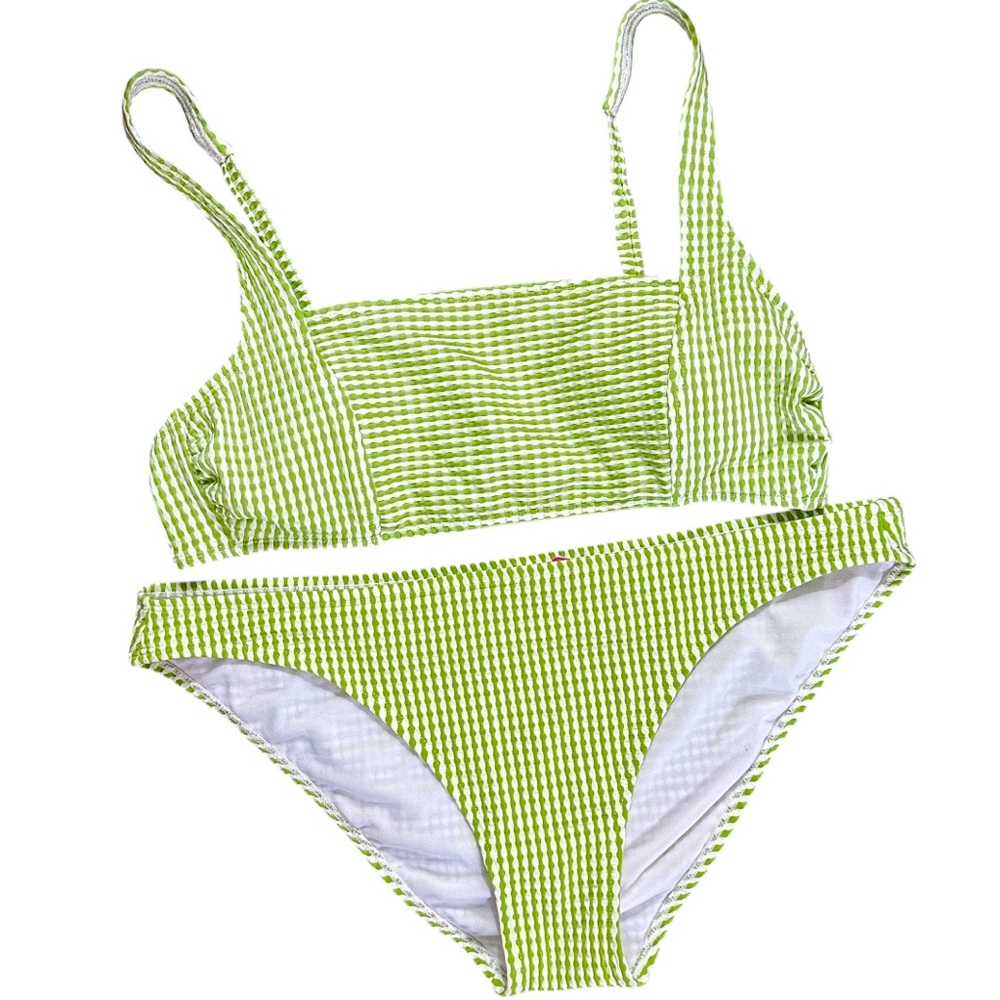 Xhilaration Lime Green and White Textured Bandeau Bikini Set Size XL